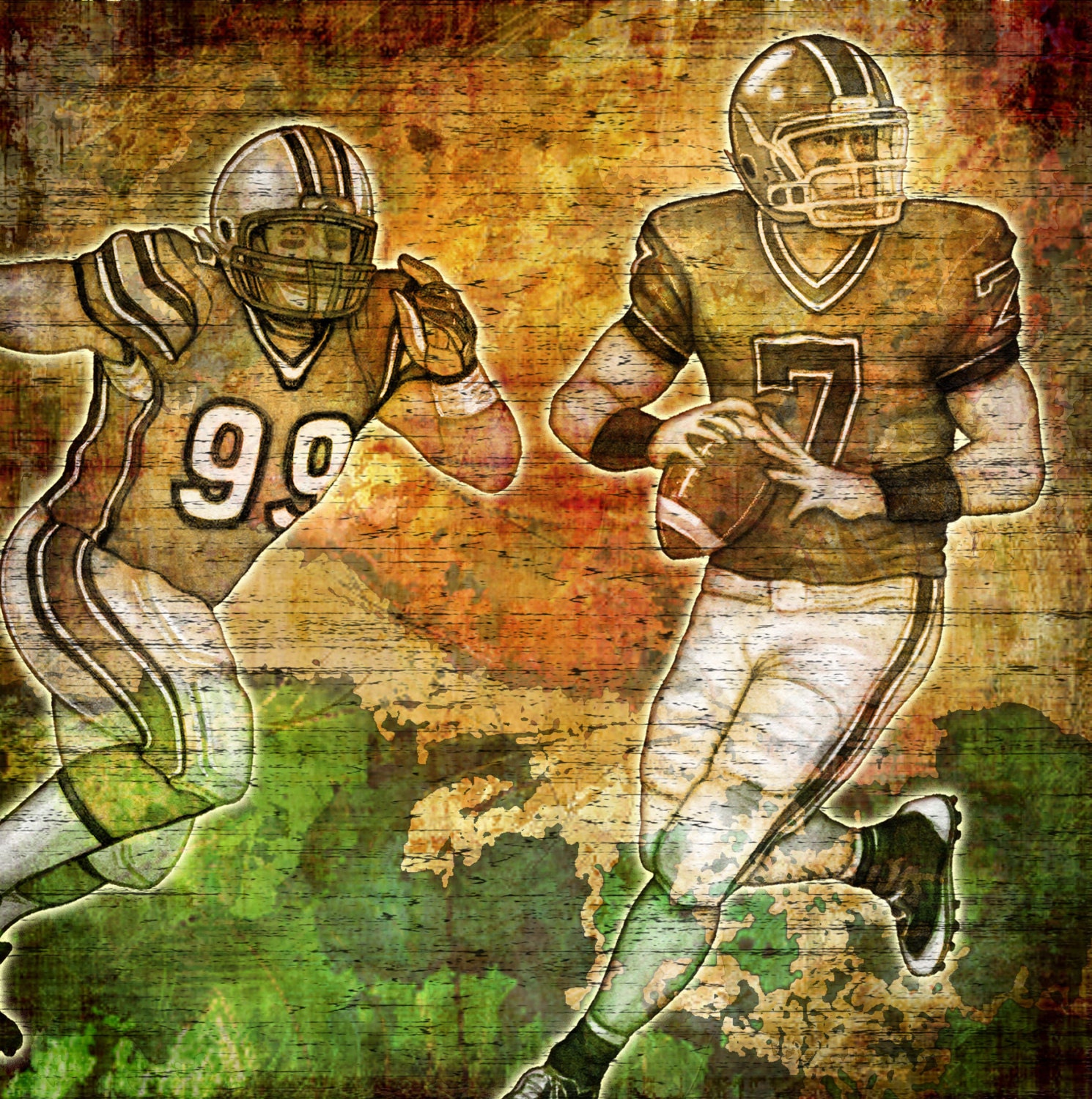 Football Art Print Titled quarterback by Artist