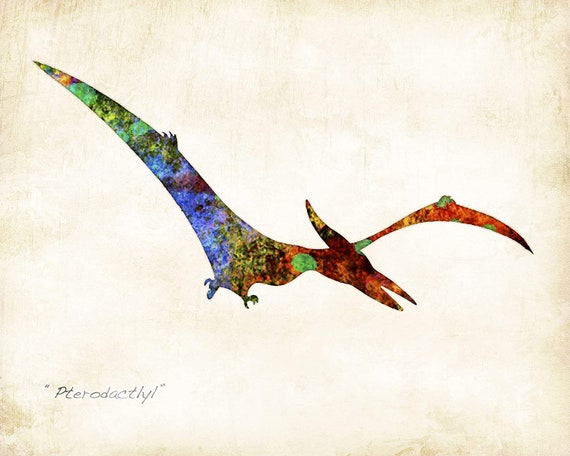 Pterodactyl Watercolor Dinosaur Art Print Signed by Artist Dan -  Israel