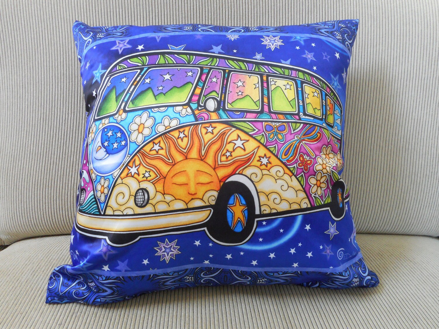 Road Trip Hippie Pillow Cover Decorative Pillow Bohemian Etsy