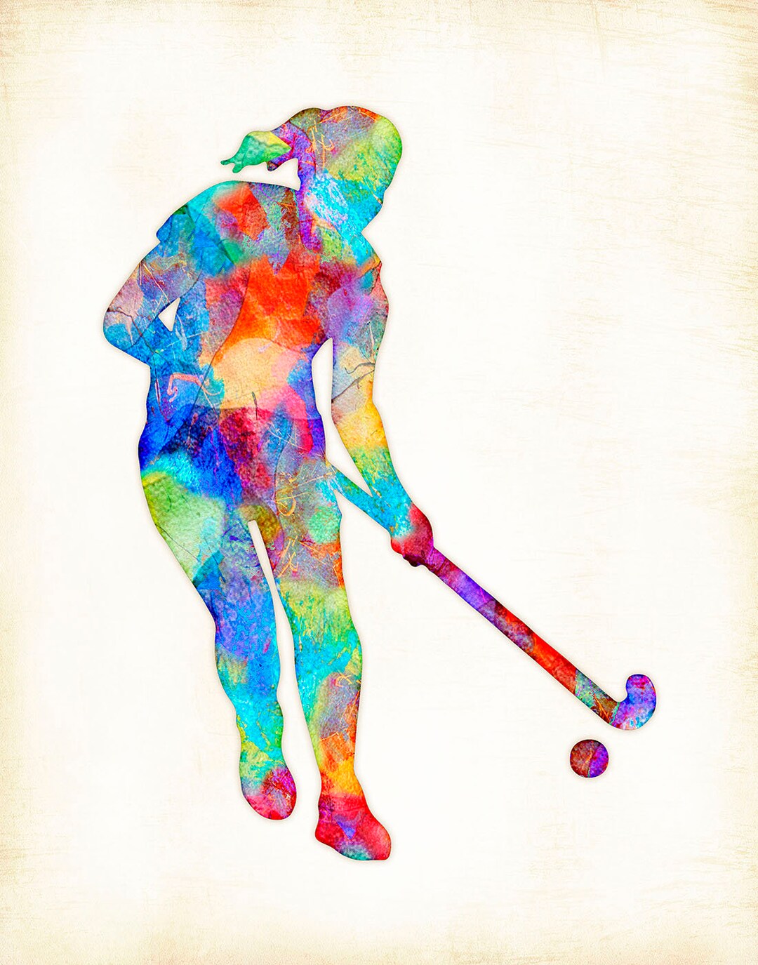 Field Hockey Player Watercolor Silhouette Art Print Signed by Dan Morris, Choose Size ...