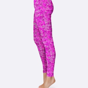 Designer Super Soft Leggings, Electric Pink Batik, Yoga waist, One size fits 0-14, Yoga/Everday/Active wear, Original artwork by Dan Morris