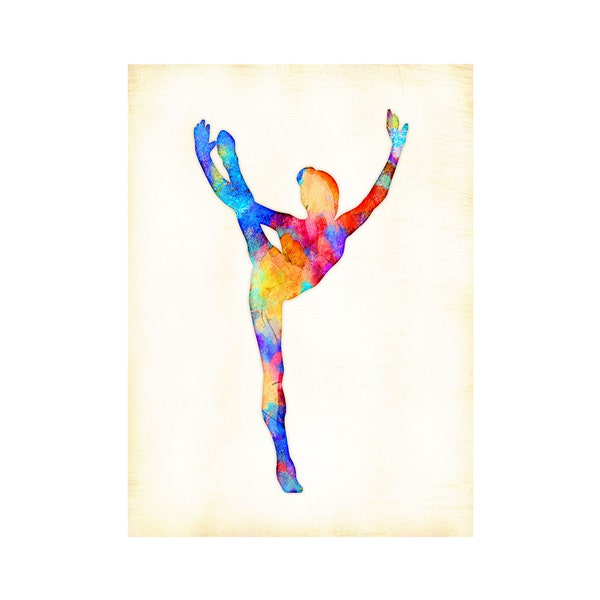 Ballerina Watercolor Silhouette Art Print Signed by Dan Morris, Choose size, Option to mount, Choose color, ©Dan Morris, ballet art print