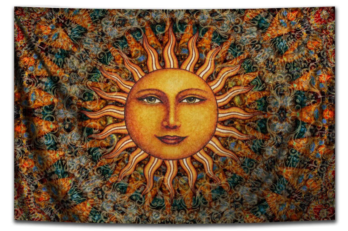 Aurora Sun Tapestry Wall Hanging by Artist Dan Morris College Etsy