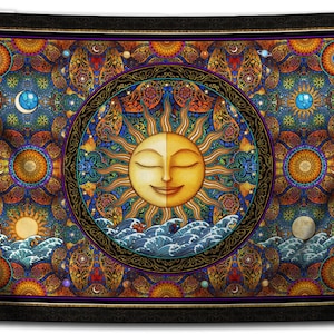 Sunshine Healing Celestial Tapestry Wall Hanging by Dan Morris, celestial tapestry, washable, Choose size, inspirational  gift, soft fabric