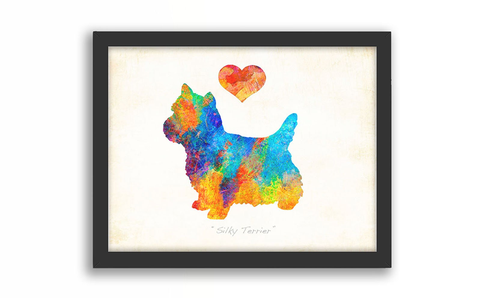 Silky Terrier Dog Breed Watercolor Art Print by Dan Morris Add dog's name Choose color In Loving Remembrance Option Personalize