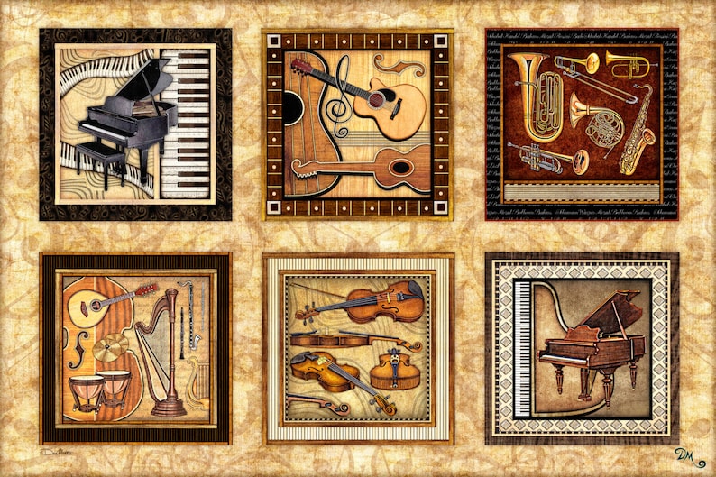 Music Tapestry by Dan Morris Musical Instruments Wall Etsy