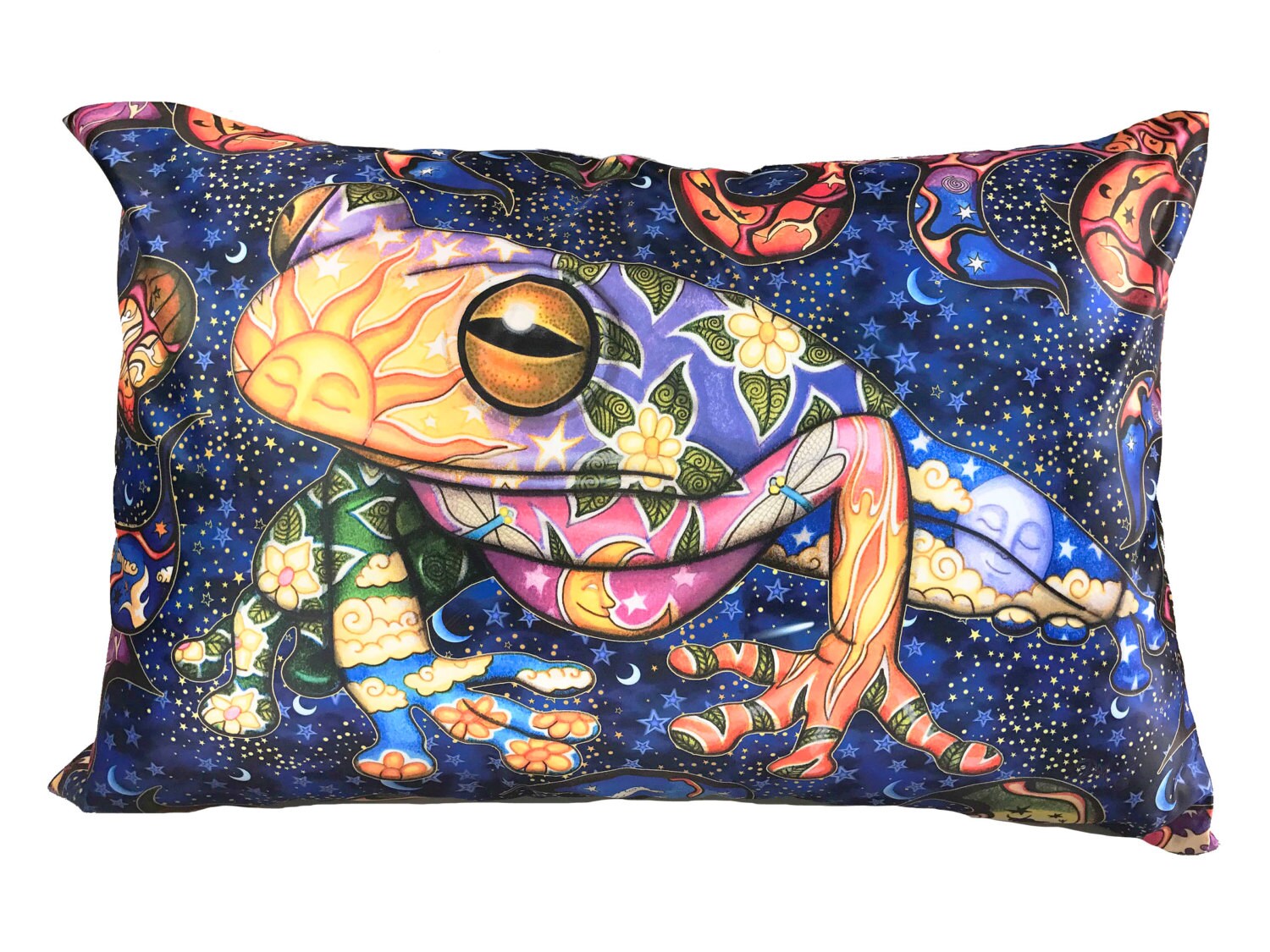 Earth Frog Pillow Case Cool Satin Fabric fits both standard