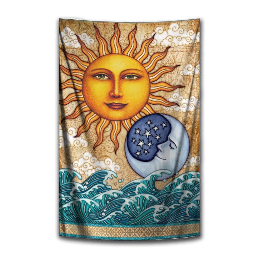 Tapestry Sun Moon Tapestry Ocean Sunshine VERTICAL Tapestry Etsy