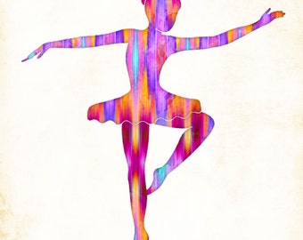 Ballerina Dancer 2 Watercolor Art Print Signed by Artist Dan Morris, Choose print size, Option to mount print, girl's room, ©Dan Morris