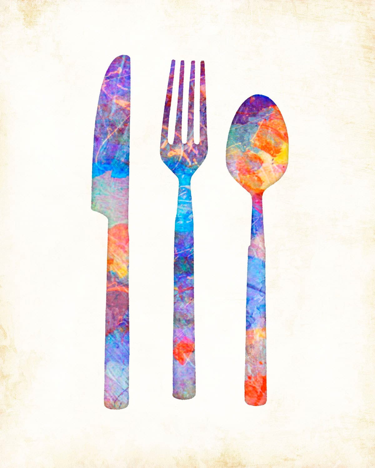 Kitchen Silverware Watercolor Art Print Signed by Dan Morris Etsy