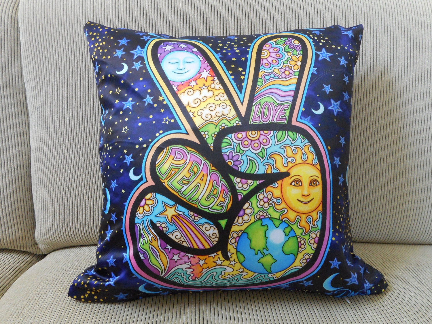 Peace Hand by Dan Morris Accent Pillow Cover Decorative Pillow Bohemian Art 18