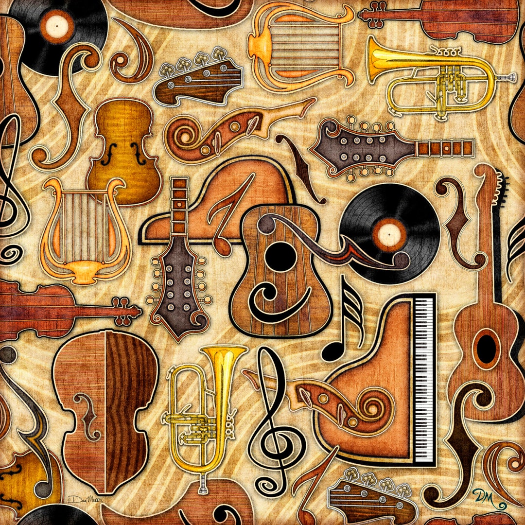 Tapestry, Music Square Tapestry Titled adagio Wall Hanging by Dan