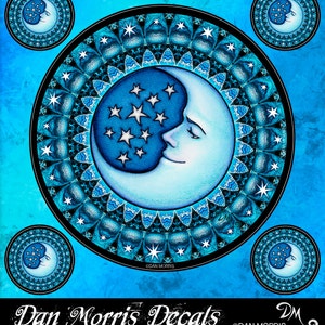 Moon Sticker Celestial Decal by Dan Morris blue Moon - Etsy