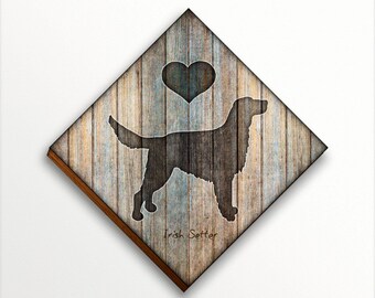 Irish Setter Dog Breed Diamond Shaped Print Mounted by Dan Morris, Add dog name, In remembrance of dog, Ready to Hang, Personalize