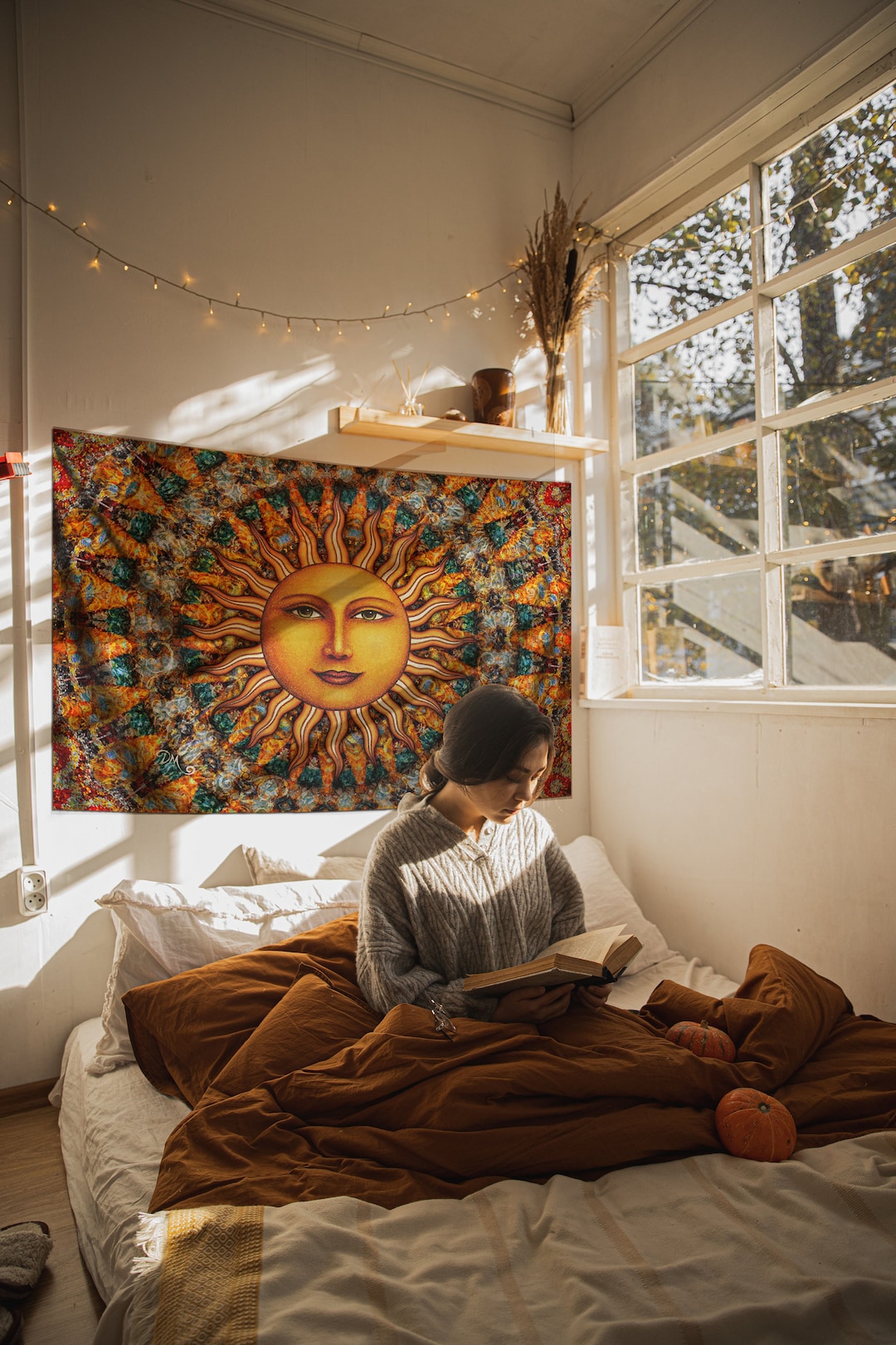 College Dorm Cute Cheap Tapestry Aurora Sun Tapestry Wall Hanging