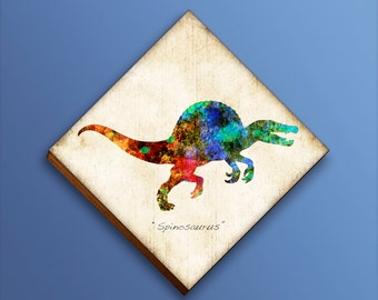 Spinosaurus Watercolor Dinosaur Diamond Shaped Print Mounted by Dan Morris, dino print, dinosaur art, ©Dan Morris