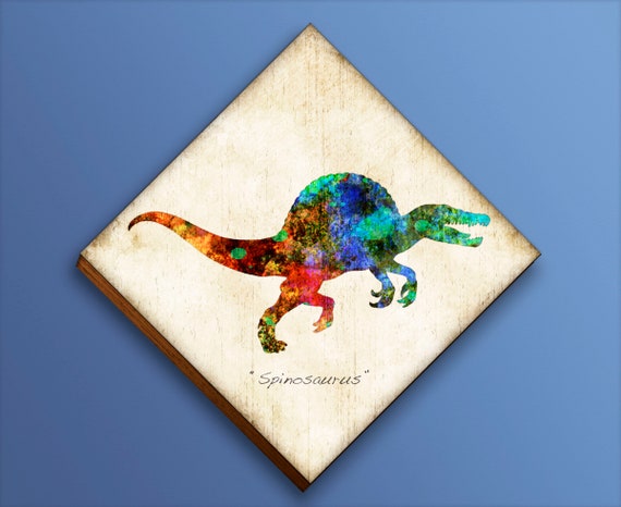 Spinosaurus Watercolor Dinosaur Diamond Shaped Print Mounted Etsy
