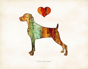 Weimaraner Dog Breed Watercolor Art Print by Dan Morris, Personalize, Choose color, Add dog's name, In Loving Remembrance Option