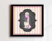 Milkshake Mixer Square Art Print by Artist Dan Morris, Choose size, Option to mount print, kitchen art, baker, ice cream shop, Dan Morris