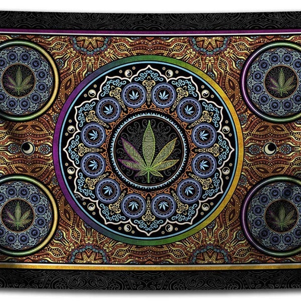 Marijuana Leaf Mandala Tapestry Wall Hanging by Dan Morris, washable, Choose size, ©Dan Morris, dorm room decor, music festival flag