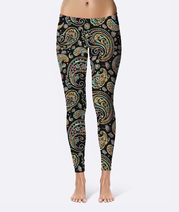 Designer Super Soft Leggings Batik Paisley Yoga waist One | Etsy