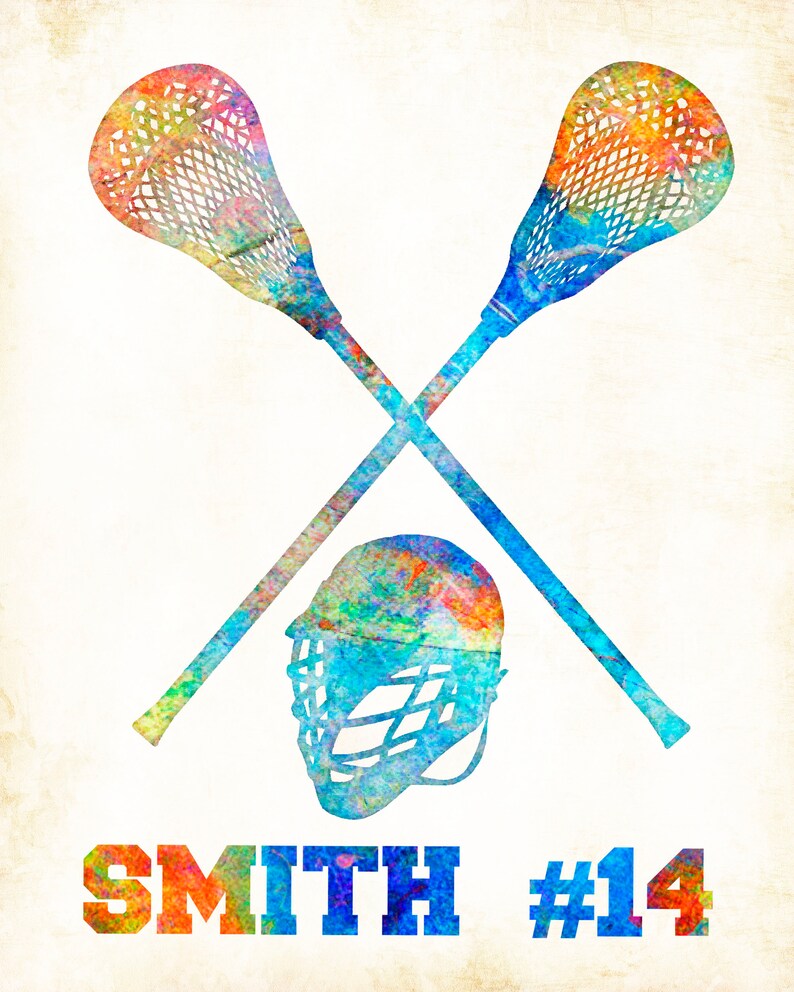 Choose print size Watercolor Lacrosse Gear Option to mount print Titled Watercolor Lacrosse Gear Art Print Signed by Artist Dan Morris