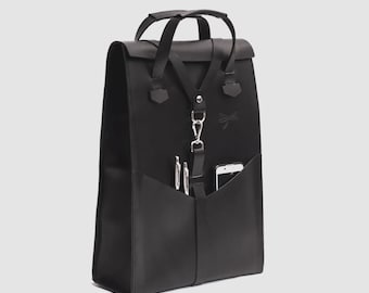 Natural leather MacBook backpack, convertible