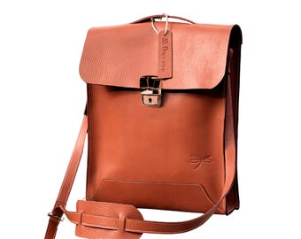 Men's leather laptop messenger bag, stylish and durable crossbody