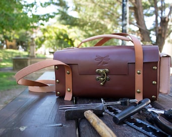 Custom leather tools bag, Personalized leather tools storage, Strong leather tool bag for men's gift