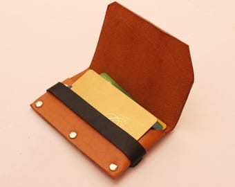 Leather wallet, wallet cards, wallet minimalist, Wallet with security leather strip, simple design card wallet.