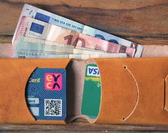 Leather Wallet, Minimal wallet. Complete for credit cards and cash. Convenient and simple wallet, without seams or rivets.