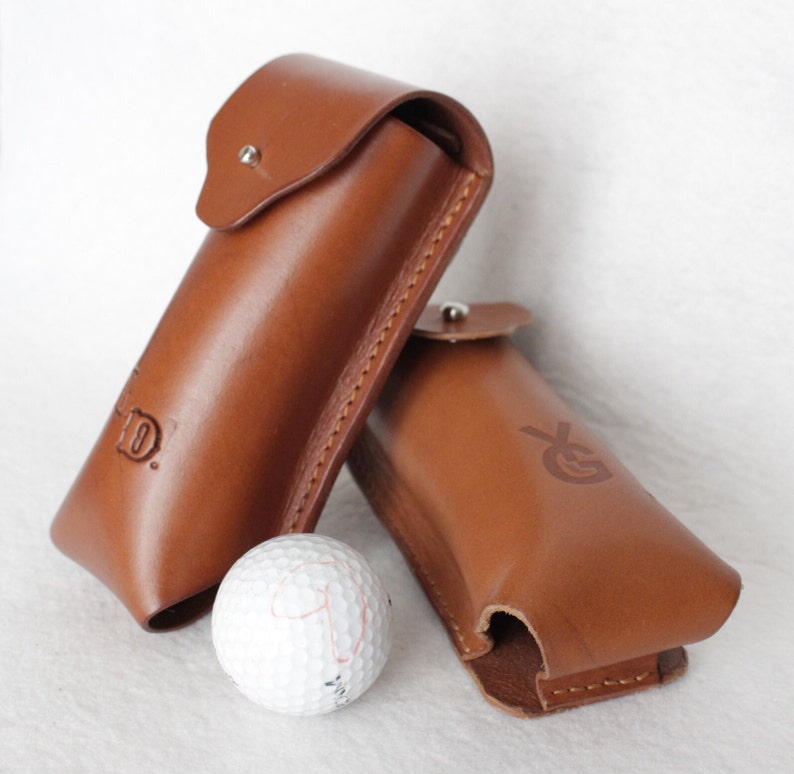 Leather Golf Ball Case. Custom Full Grain Leather Ball Cover. Golf Ball