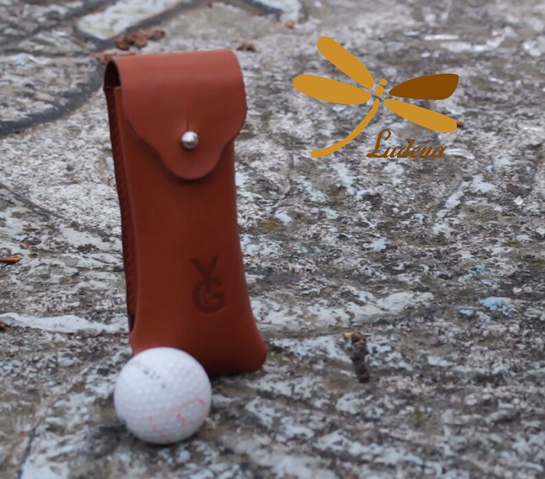 Leather Golf Ball Case. Custom Full Grain Leather Ball Cover. Golf Ball