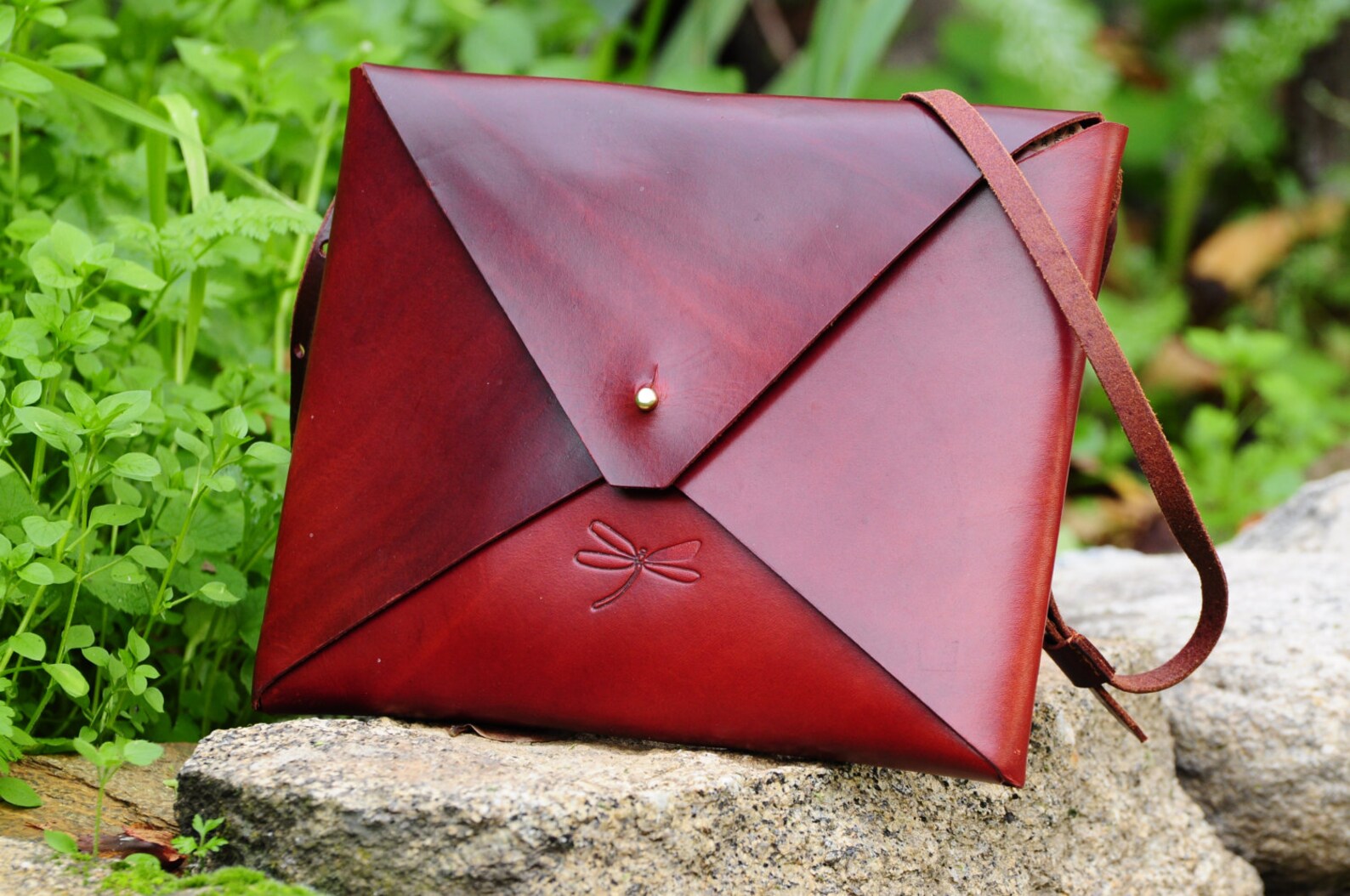 Unisex Leather Bag With Rembable Strap and Gold Button. Etsy