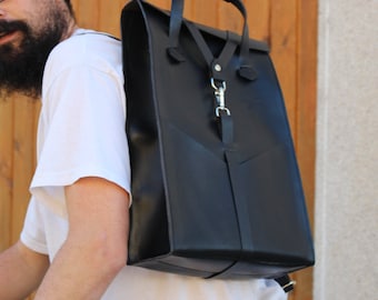 Natural Leather Backpack for MacBook 15"/13"/12"/11", Leather school bag, with the removables shoulder-straps and handles.