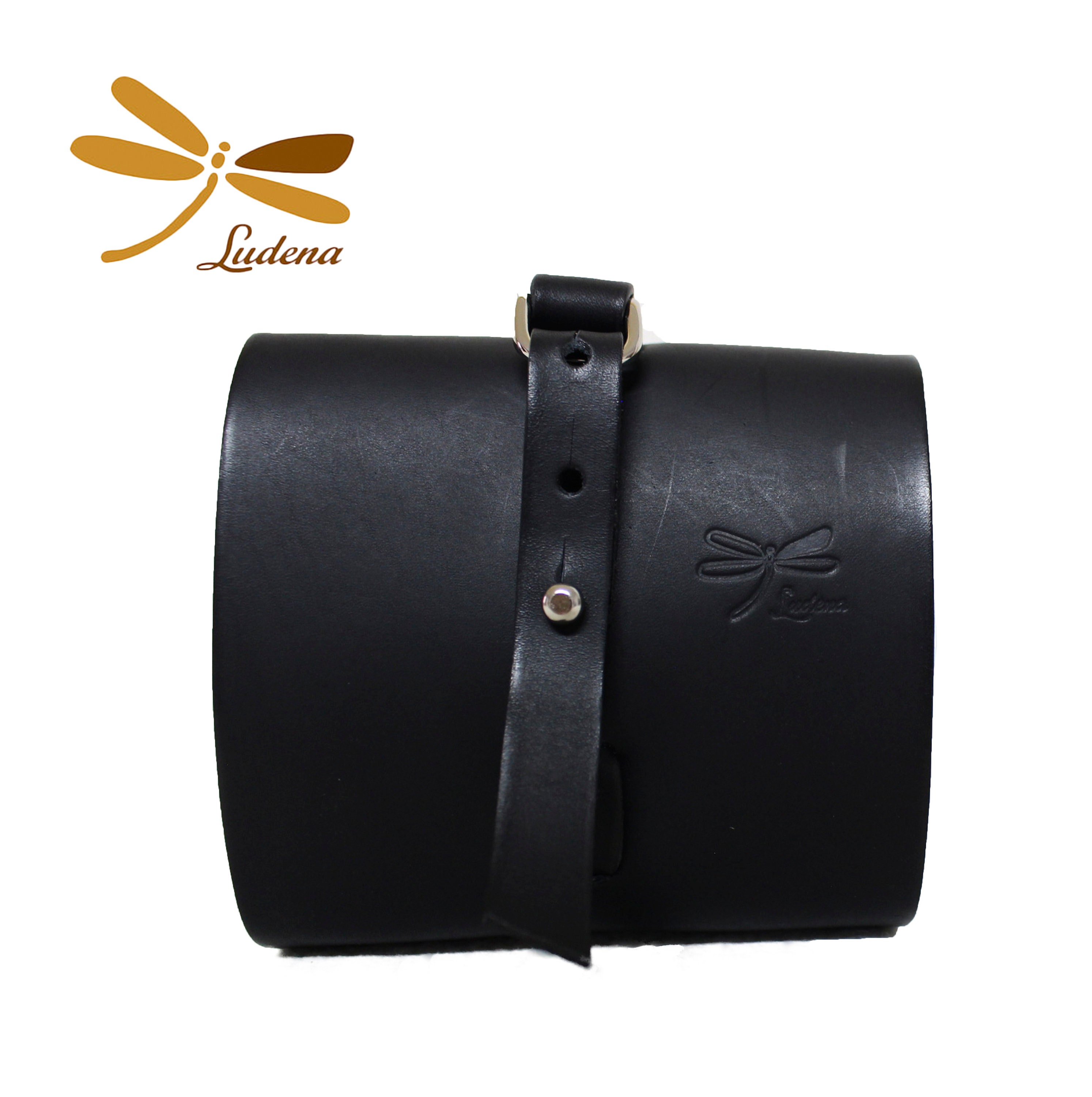 Premium black leather cord organizer, cable organize adjustable