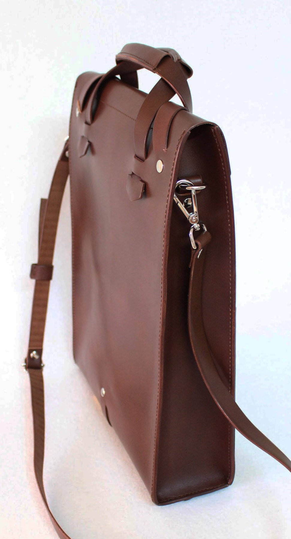 Brown Leather laptop bag. Handbag and removable shoulder strap, with