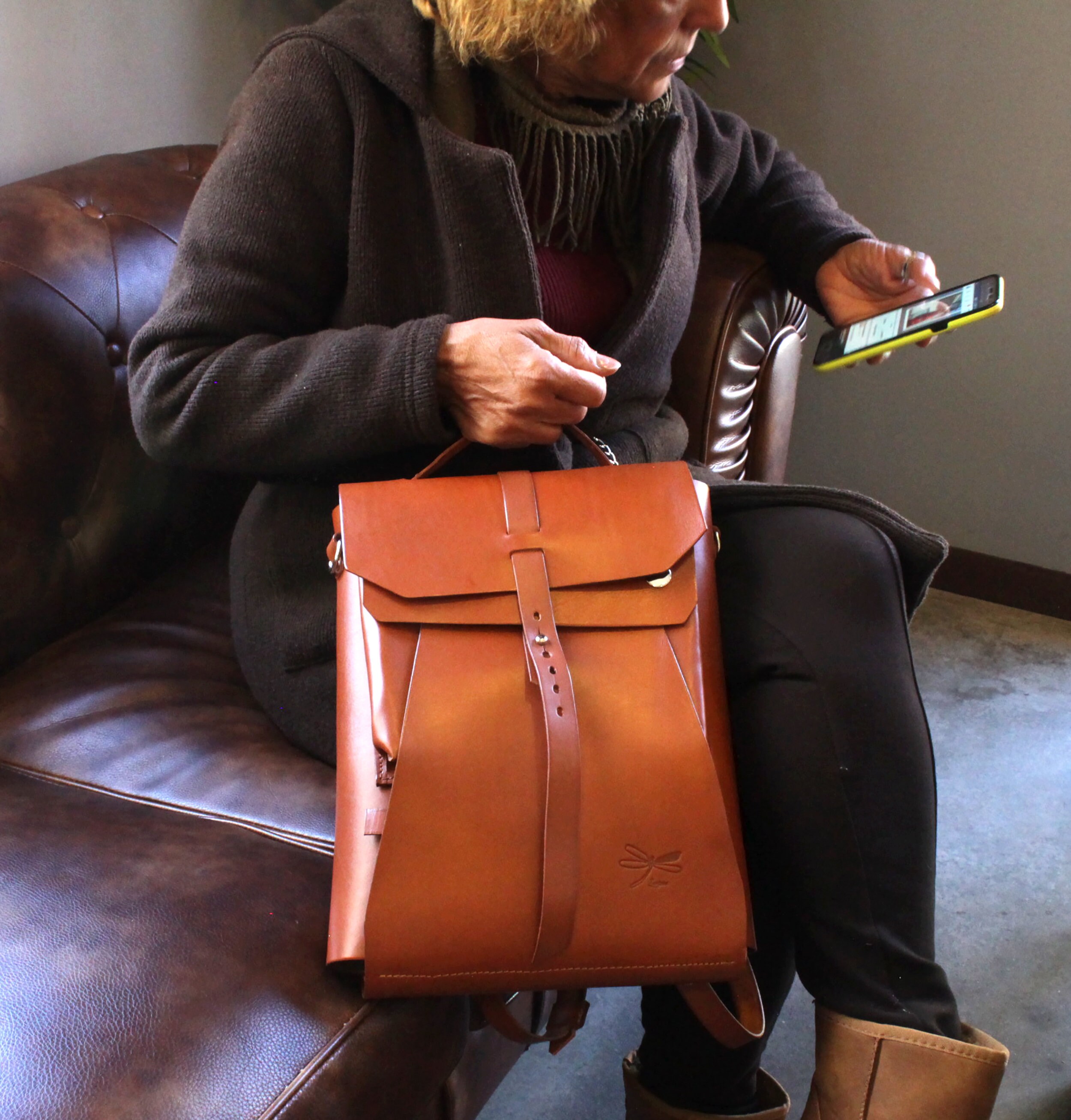 Men's Leather Laptop Backpack Versatile Shoulder Bag & Backpack Combo