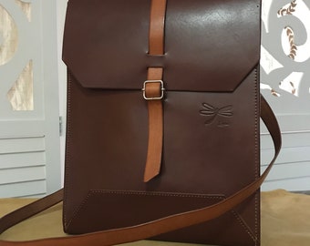 Leather Bag - Mens business bag - computer bag - leather messenger , handmade man briefcase - Leather Shoulder Bag Nature