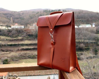 Leather laptop backpack