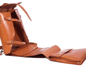 Versatile leather tech backpack, convertible