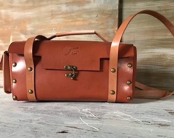 Full grain leather tool organizer, durable.