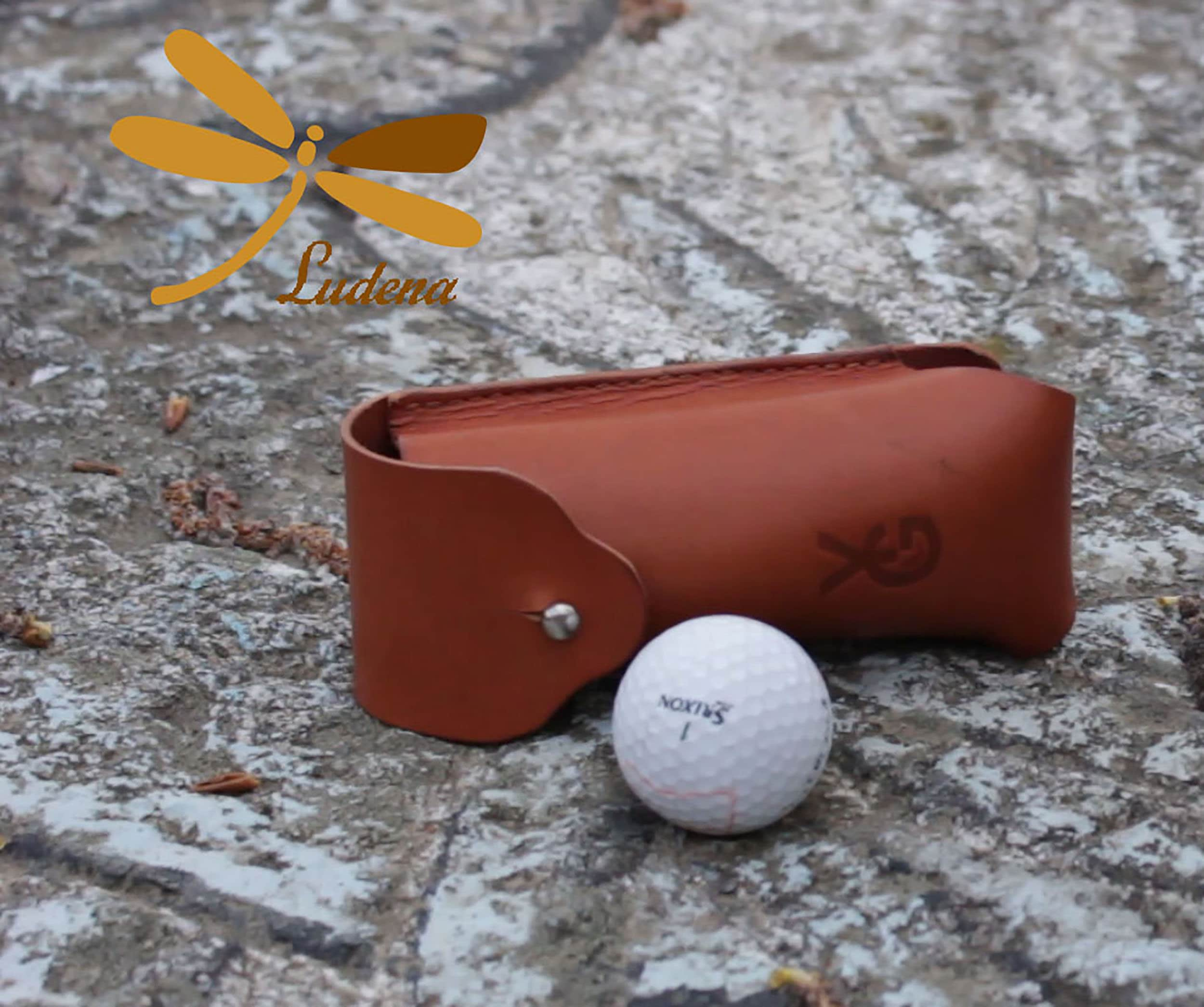 Leather Golf Ball Case. Custom Full Grain Leather Ball Cover. Golf