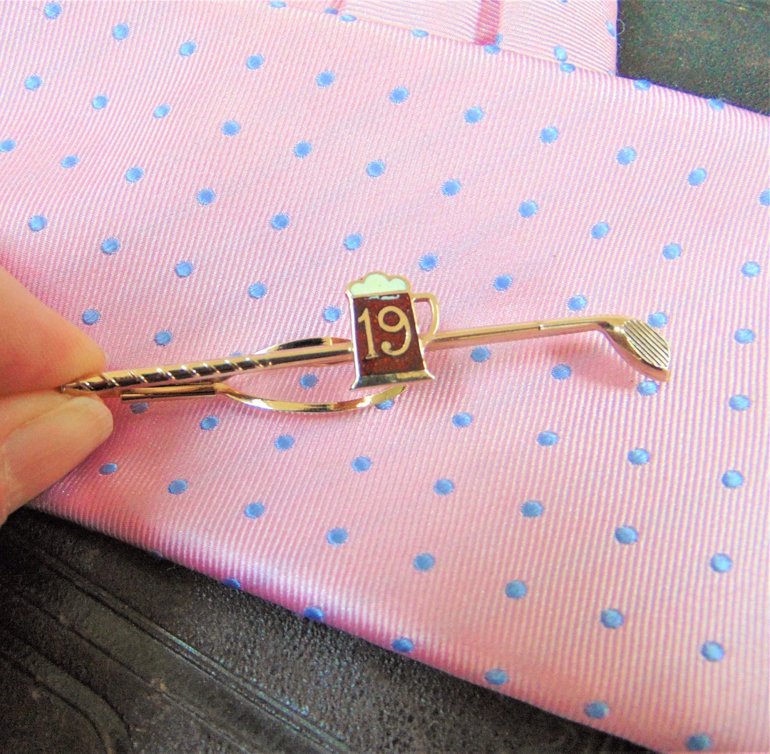 Golf Club Tie Pin Clip Stratton 19th Hole Enamel Vintage Etsy