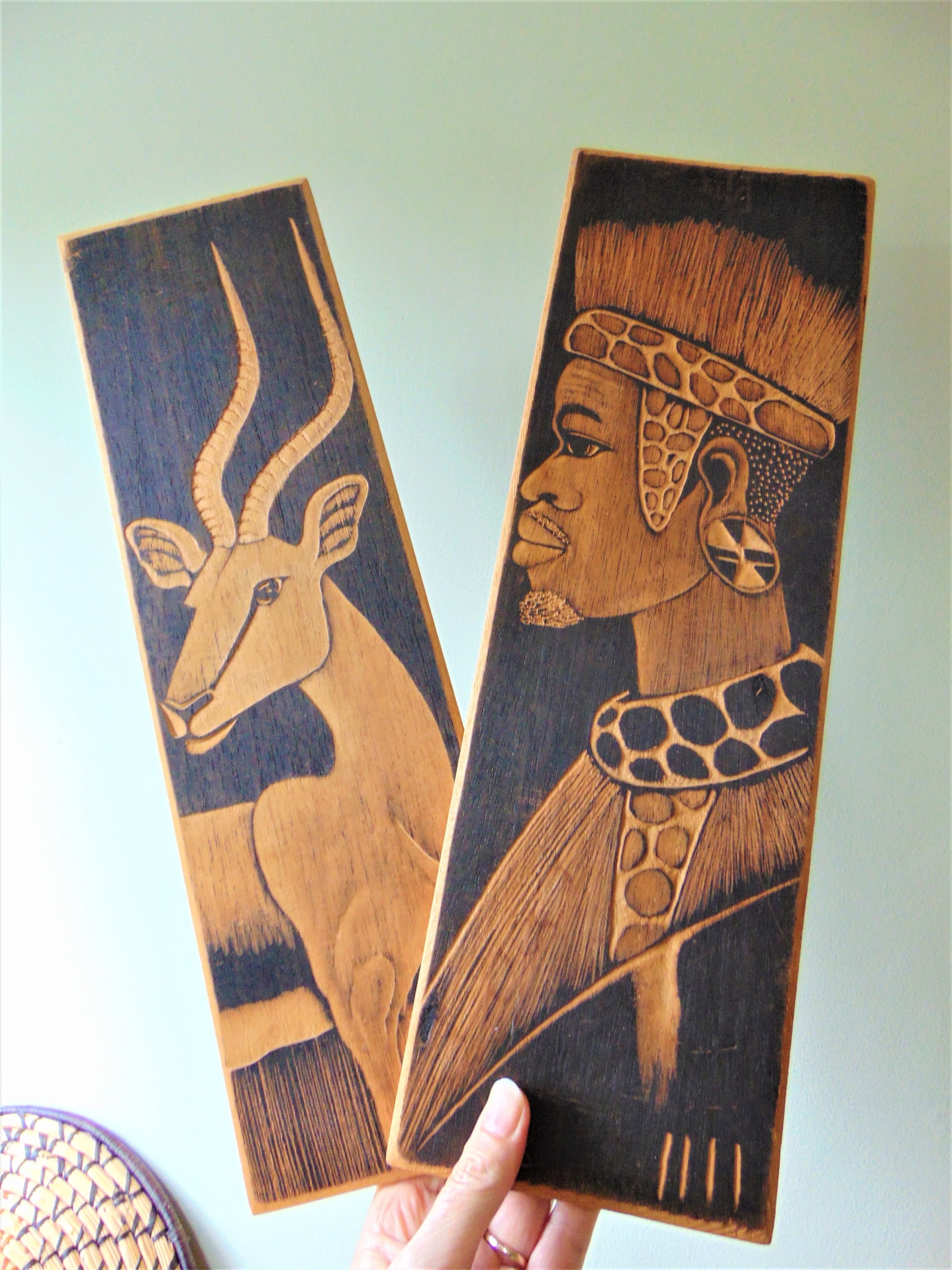 African Wooden Wall Art Panels Etsy