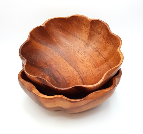 Wooden Bowls Carved Philippines Monkey Pod Mid Century Modern