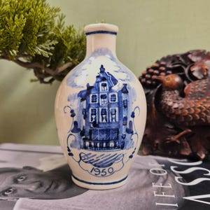 Ceramic Bottle Bols Zenith Delft Blue Dutch House Motif
