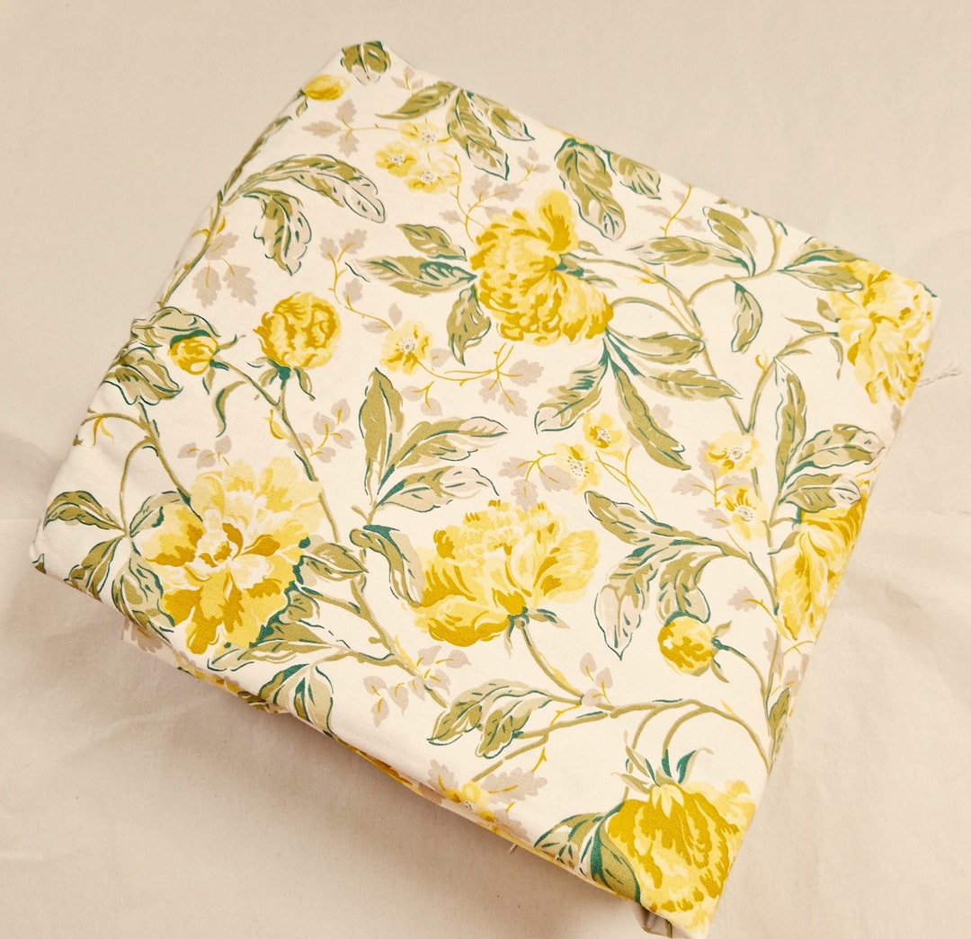Laura Ashley Yellow and Green Floral Curtains 56 Drop Etsy