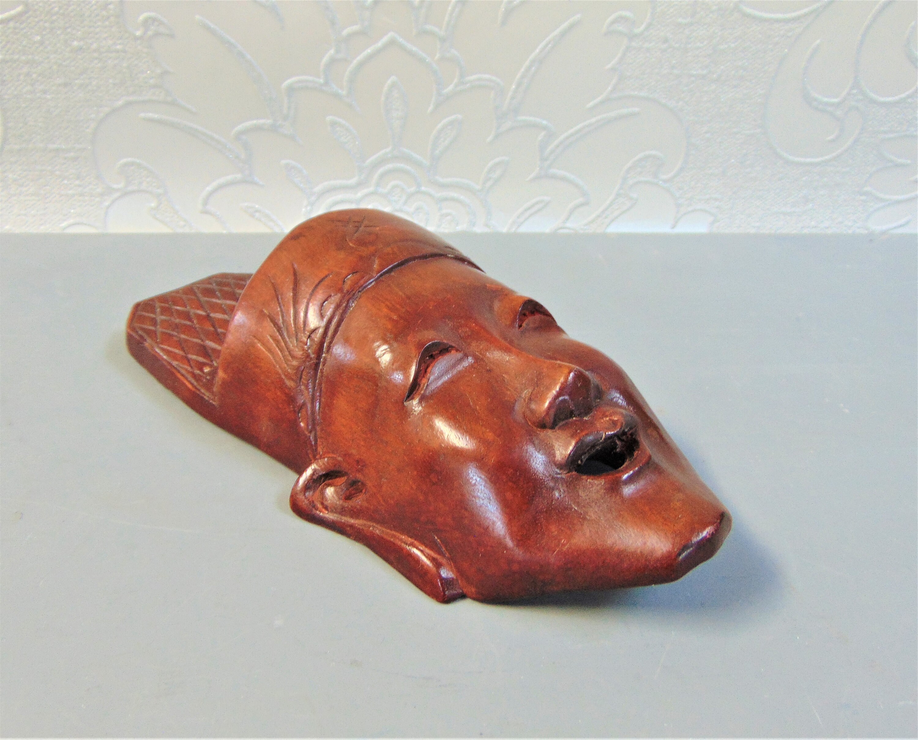 Indonesian Carved Wood Smiling Man Mask Etsy