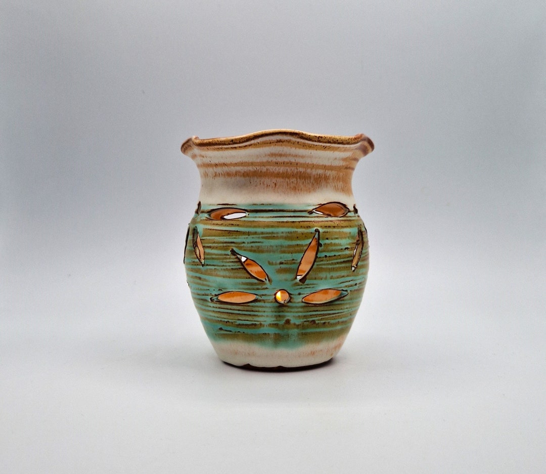 St Nectans Pottery Tealight Holder Tintagel Cornwall Vintage Etsy